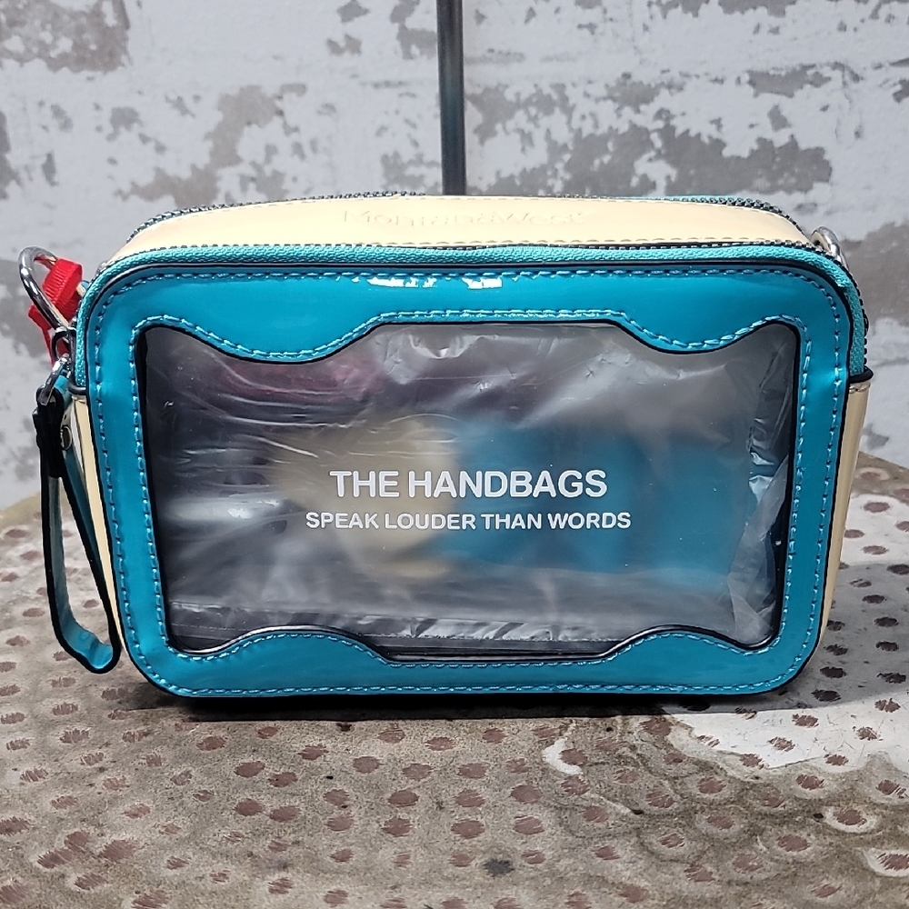 Blue and Cream Transparent Handbag